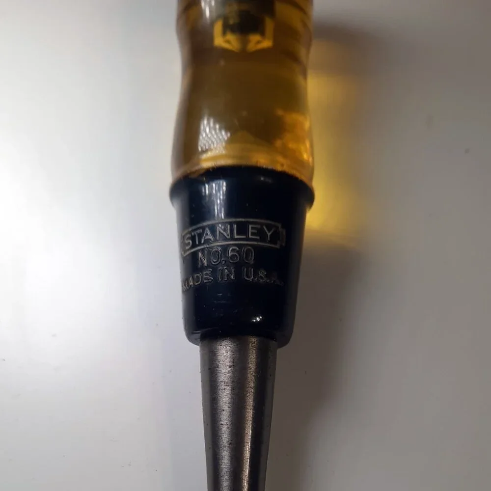Stanley No.60 Wood Chisel 3/4" USA Made Yellow Handle w/ Box Vintage - Picture 4 of 5